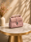 Elegant Textured Structured Handbag – Blush Pink