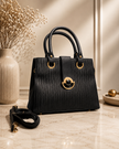The Verona Textured Structured Tote & Crossbody – Black