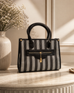 The Milano Striped Structured Tote & Crossbody – Black & White