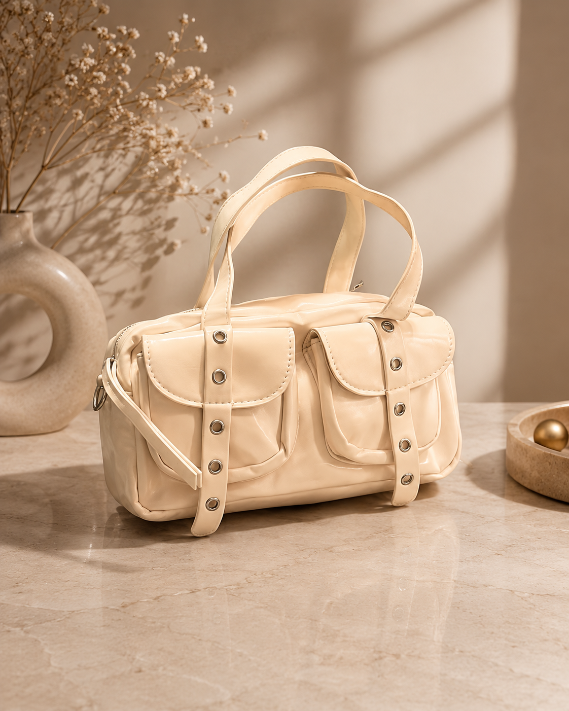 The Harper Utility Satchel & Shoulder Bag – Cream