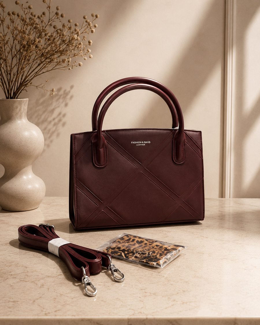 The Verona Geometric Structured Tote & Crossbody – Wine