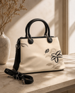 The Elara Floral Embroidered Tote & Crossbody – Cream & Black