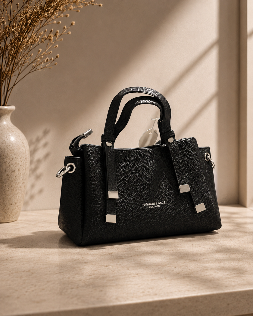 The Aria Textured Tote & Crossbody – Black