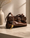 The Brielle Belted Slouch Shoulder Bag – Chocolate Brown