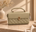 The Elodie Quilted Structured Handbag & Crossbody – Ivory