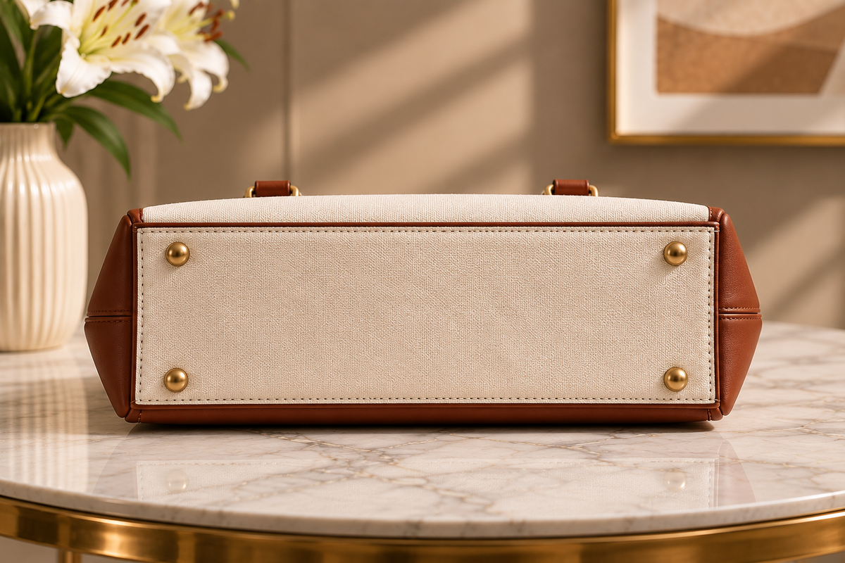 The Canvas Classic Structured Satchel & Crossbody – Off-White & Cognac