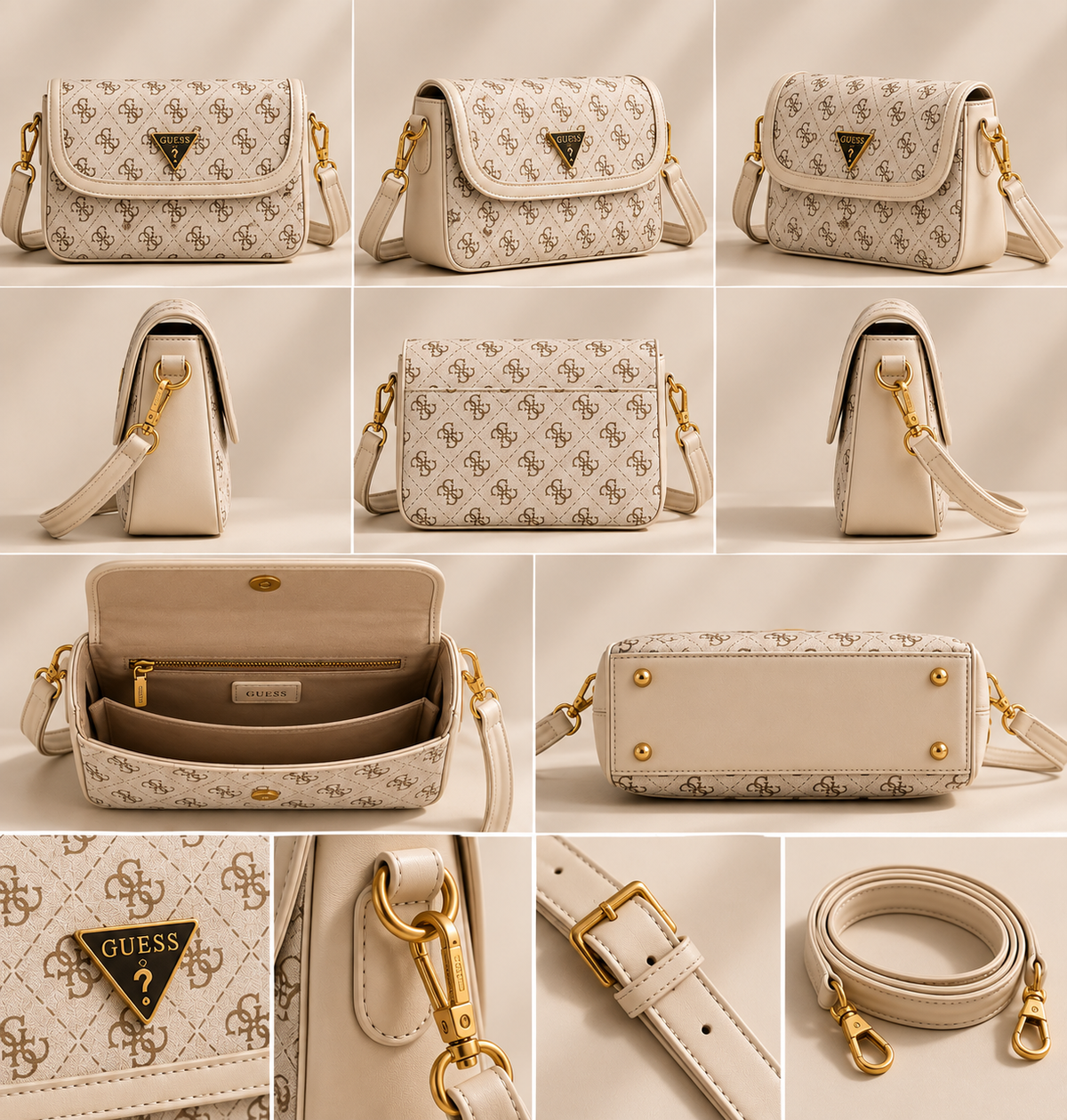 The Monogram Chic Flap Crossbody – Cream & Brown