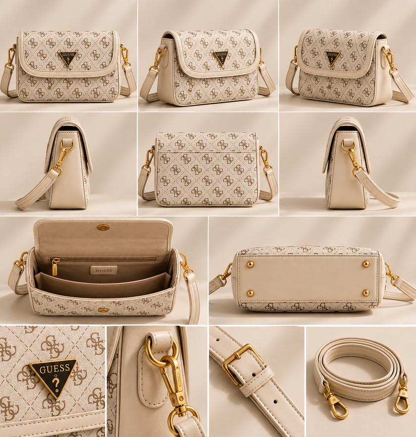 The Monogram Chic Flap Crossbody – Cream & Brown