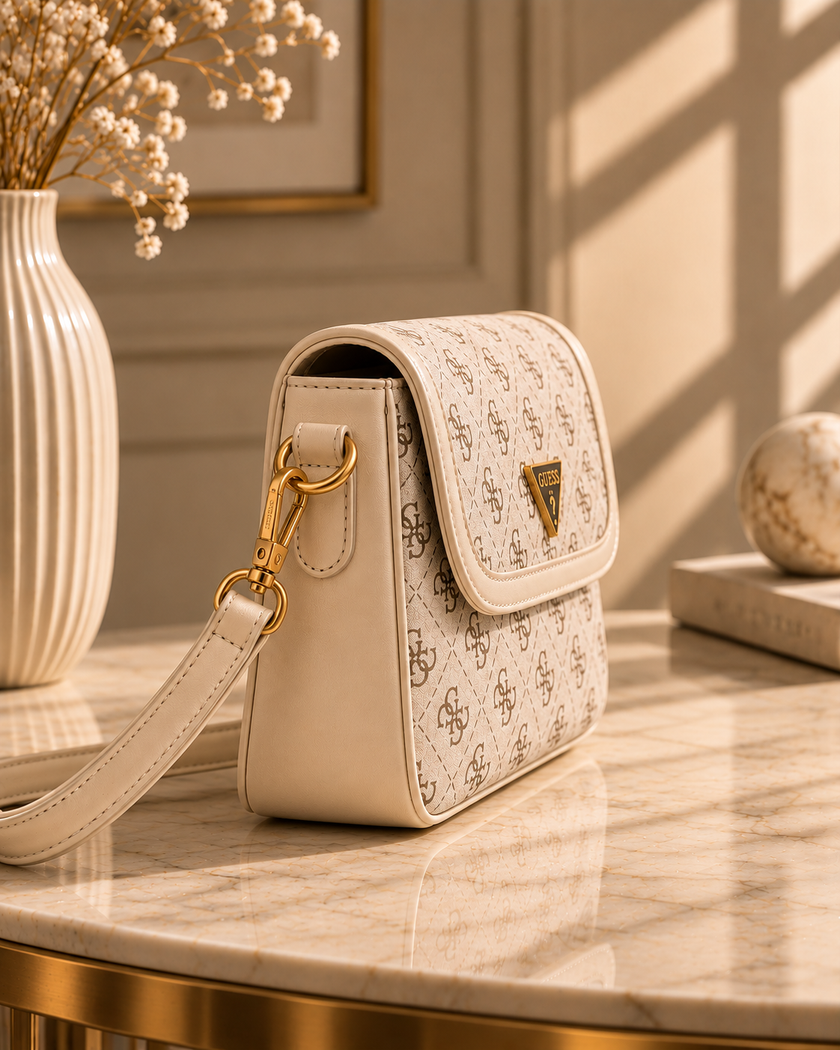 The Monogram Chic Flap Crossbody – Cream & Brown