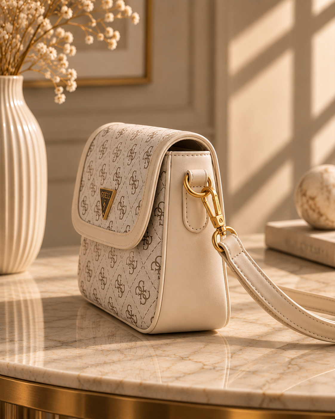 The Monogram Chic Flap Crossbody – Cream & Brown
