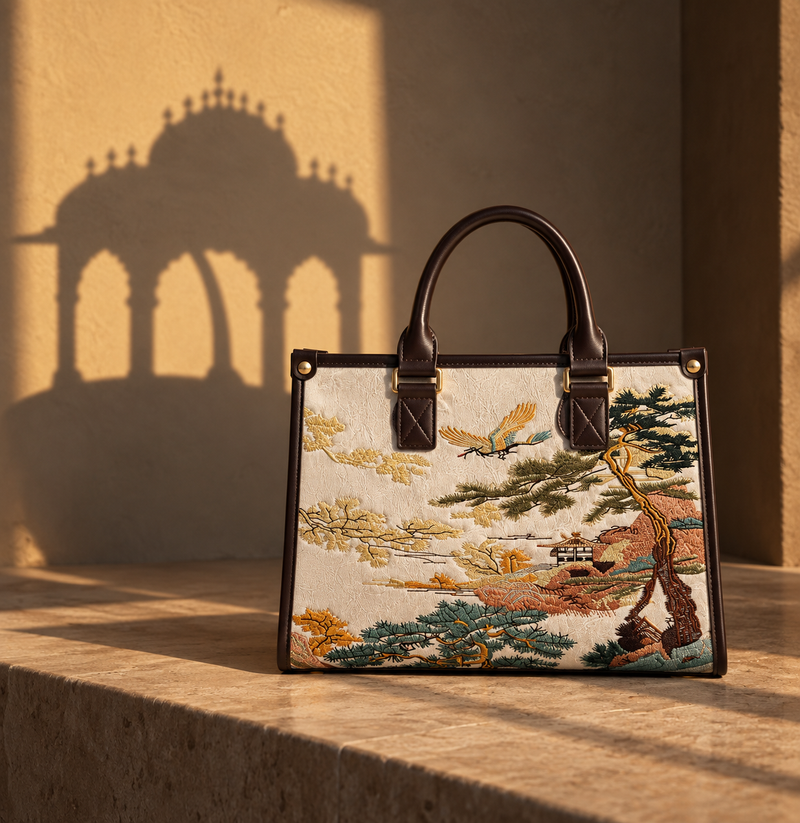 Limited Edition Ivory Heritage Hand Embroidered Tote Bag