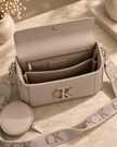 The Elise Textured Flap Crossbody & Mini Purse Set – Cream
