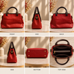 The Scarlet Geometric Patchwork Vegan Leather Tote – Crimson & Dark Brown